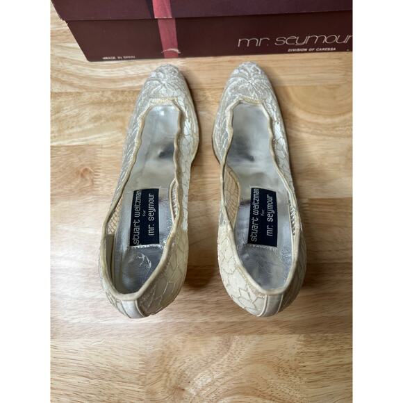 NEW Stuart Weitzman for Mr Seymour Bridal Heels White Lace Size 6.5 JL - Picture 4 of 12